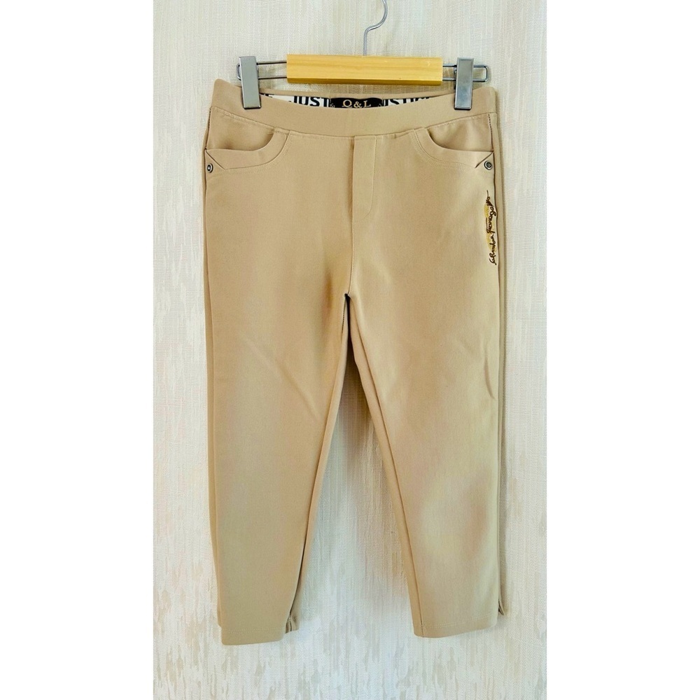 Vintage Salvatore Feragamo tan low waist Bermuda leggings